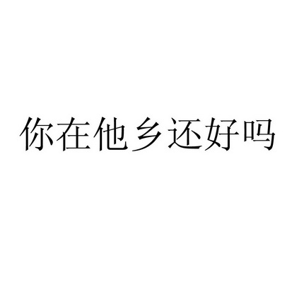 你在他乡还好吗                            