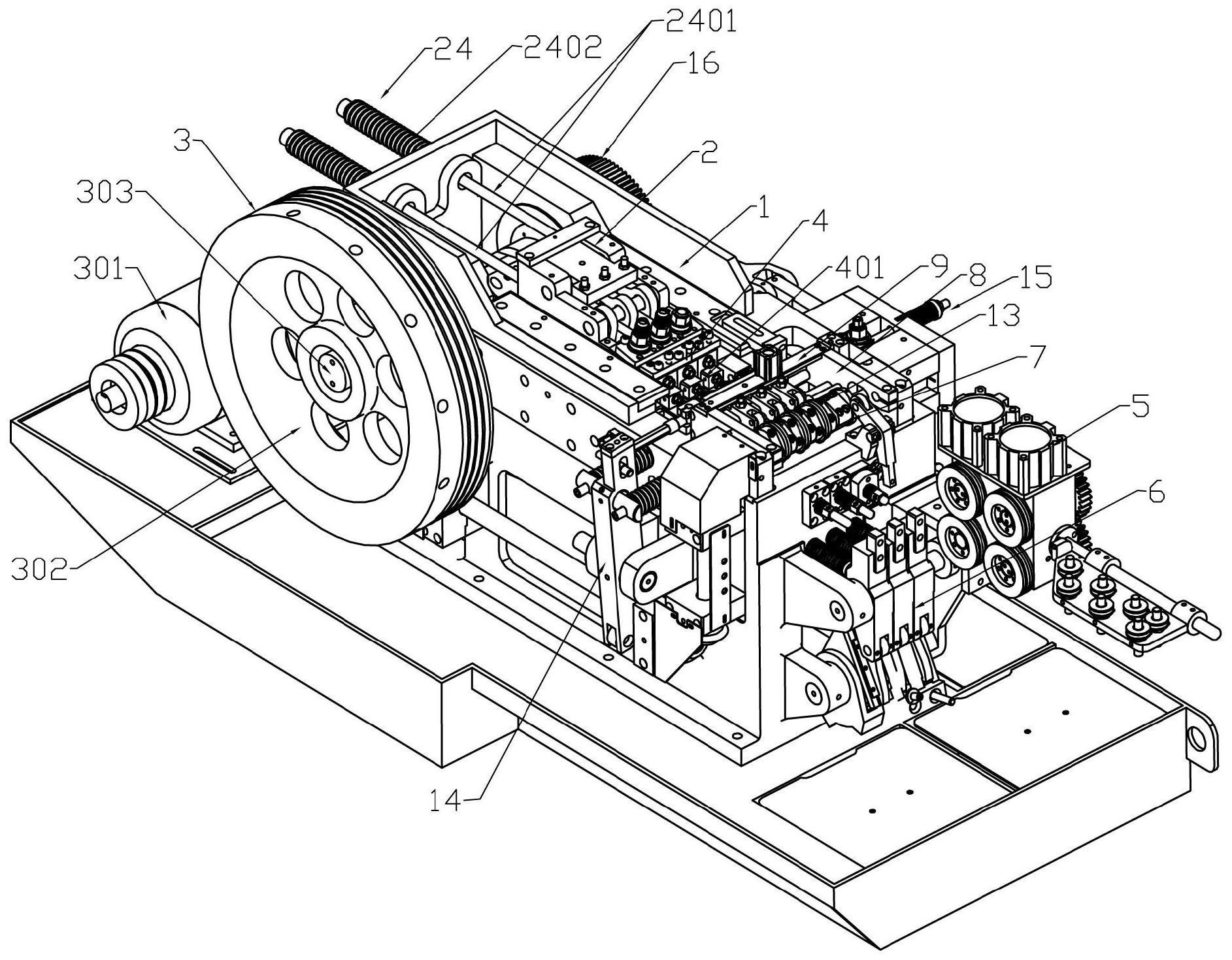 包括机床,主传动机构,线材供料机构,冷镦成型模具,切料机构和夹台机构