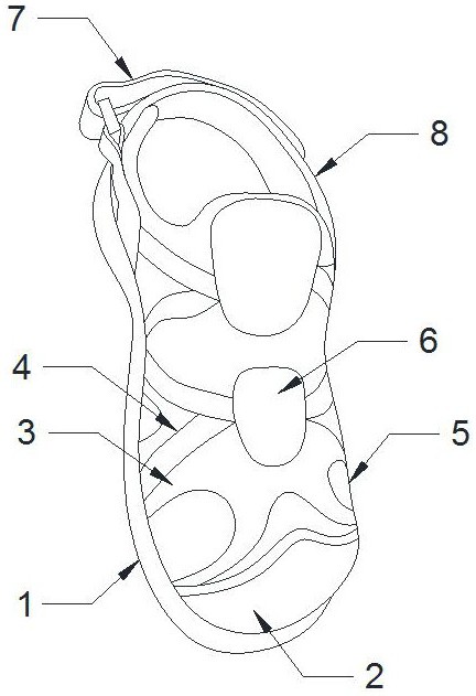 摘要附图摘要本实用新型公开了一种安全保护型凉鞋,其结构包括鞋底