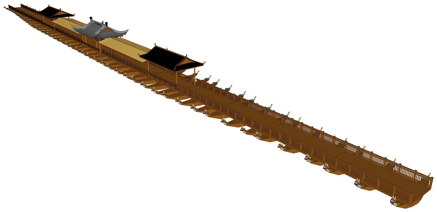 摘要附图摘要1.本外观设计产品的名称:浮桥 (仿古).2.