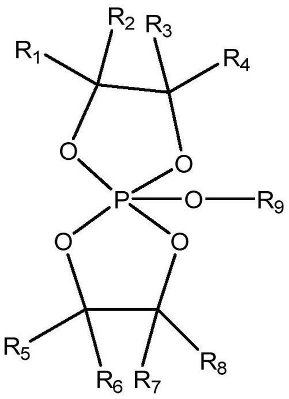 所述高电压添加剂为含双五元环五烷氧基膦结构的化合物,结构式为:其中