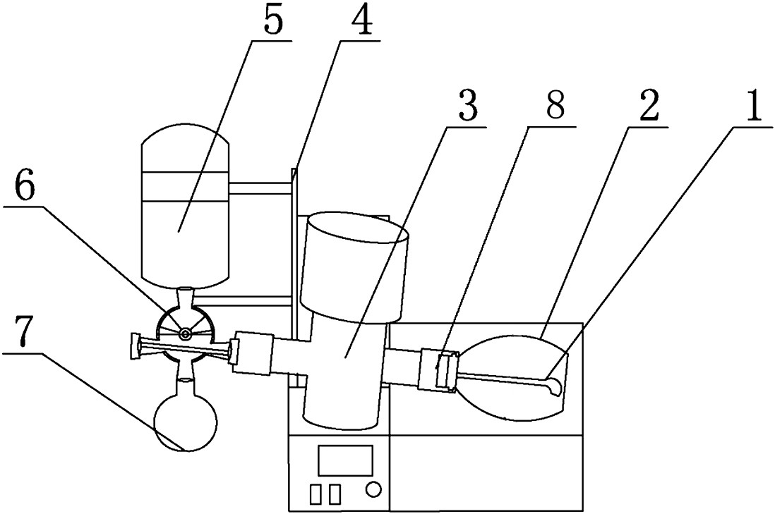 蛋白液旋转蒸发仪,属于实验室设备技术领域,包括设置有旋转结构的支架