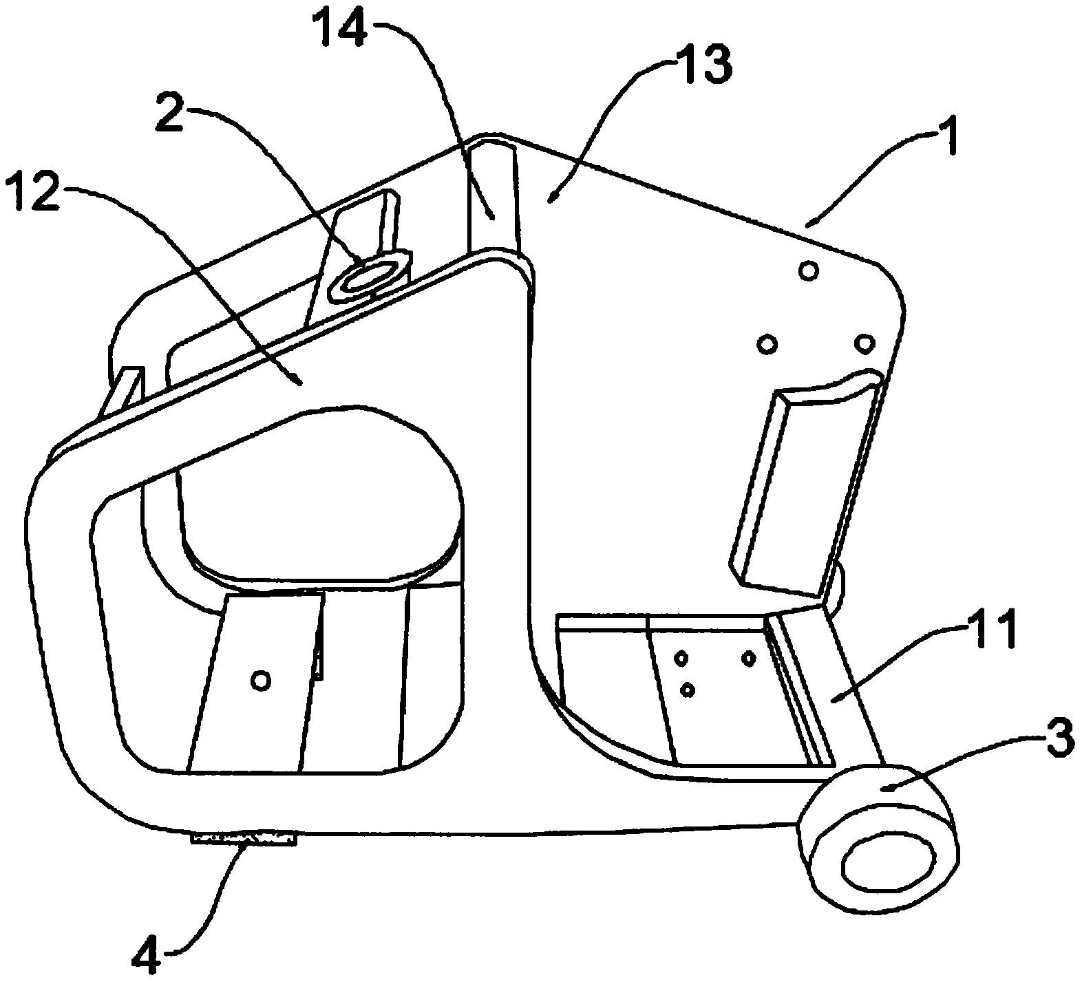 了一种便于移动的送丝机机壳,包括壳体;所述壳体为开放式的蜗壳状结构