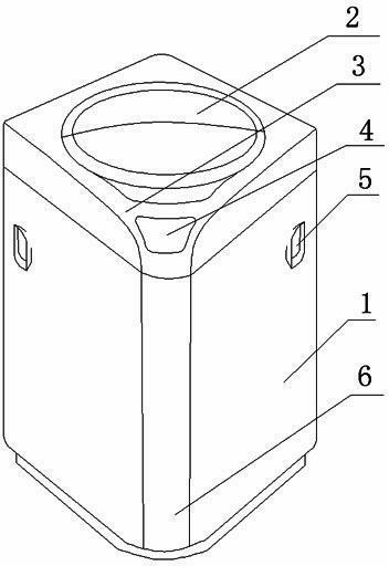 摘要附图摘要一种角落放置的洗衣机,机身呈立方体,具有四个立面和一个