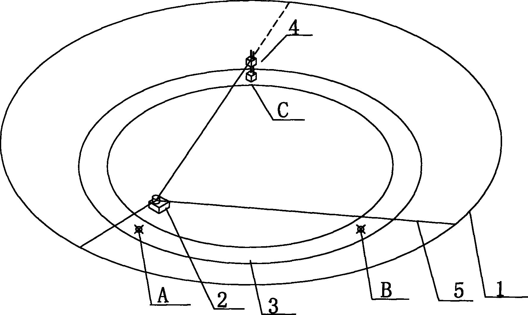 法兰平面度检测方法,其包括下列步骤在法兰平面上选取三个测量基准点