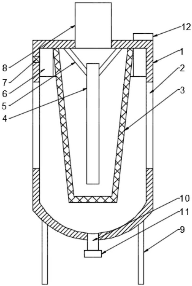 了一种便于清理蚊蝇躯体的电子灭蚊装置,包括机体,机体是圆柱筒结构