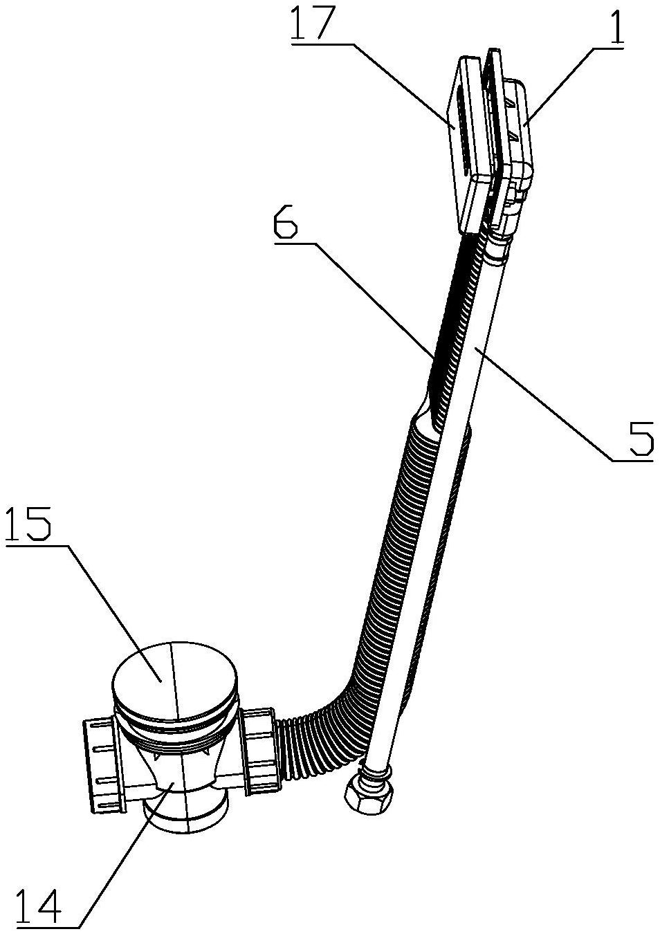 涉及一种浴缸的下水器结构,所述浴缸的侧壁上设置有通槽,通槽两侧配合