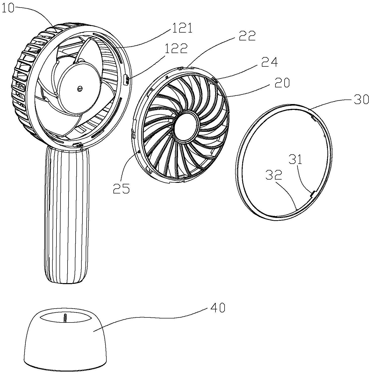 用于风扇的安装结构及手持风扇