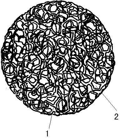 絲和設置在陶瓷網絲之間的空洞組成的,所述的陶瓷網絲內部為實心結構