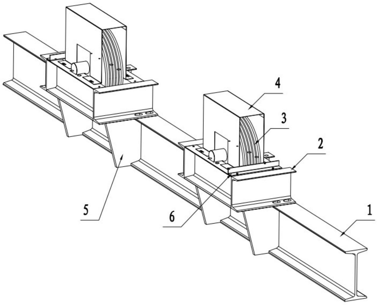 摘要附图摘要一种4:1无机房货梯用导向轮梁结构,属电梯设备技术领域.
