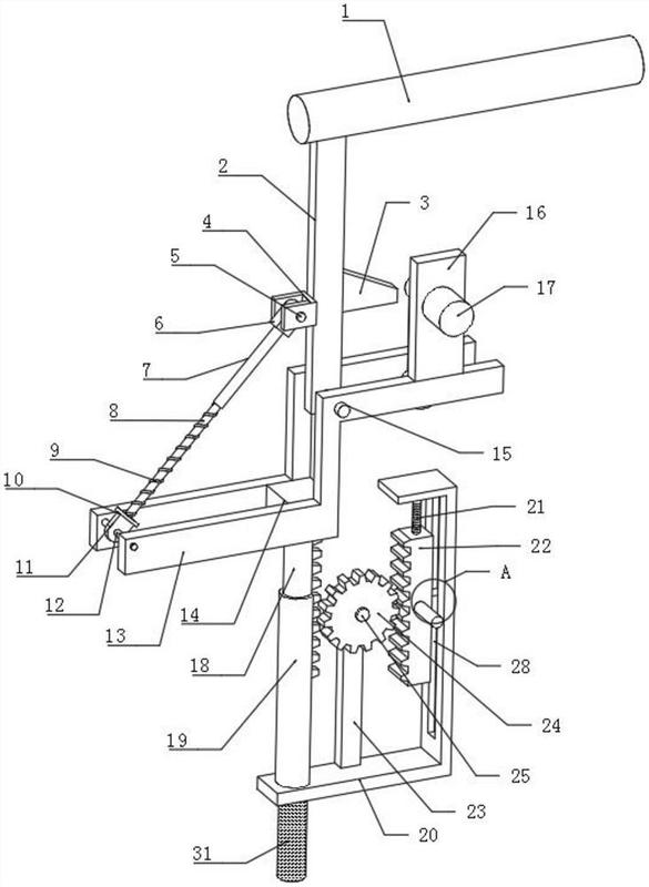 种装修施工敲墙设备,包括敲打柱,所述敲打柱下端左侧固定连接有转动杆