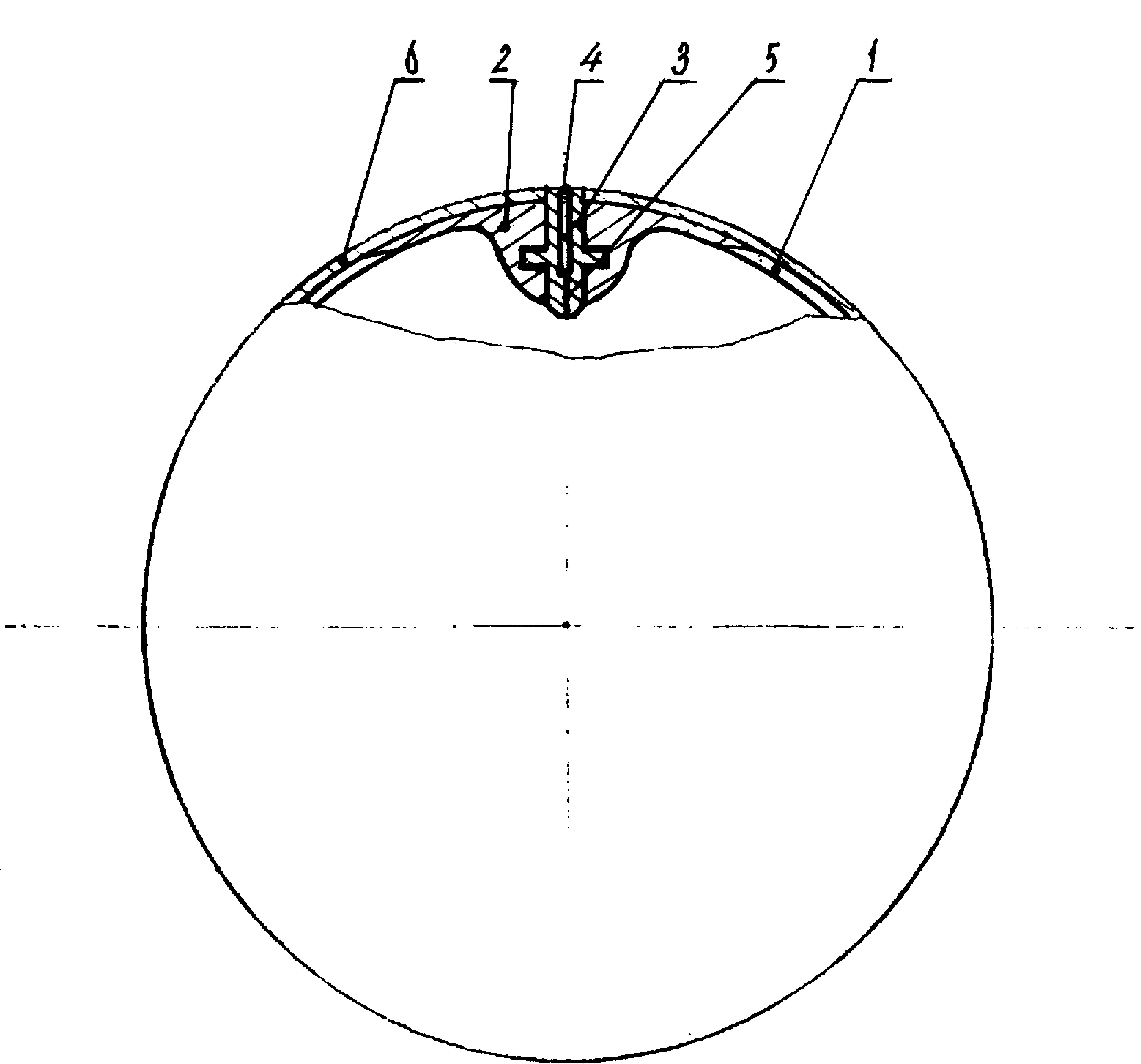 由球胆,球嘴和球壳构成,球胆为圆球形充气囊,由乳胶制成,其内壁上带有