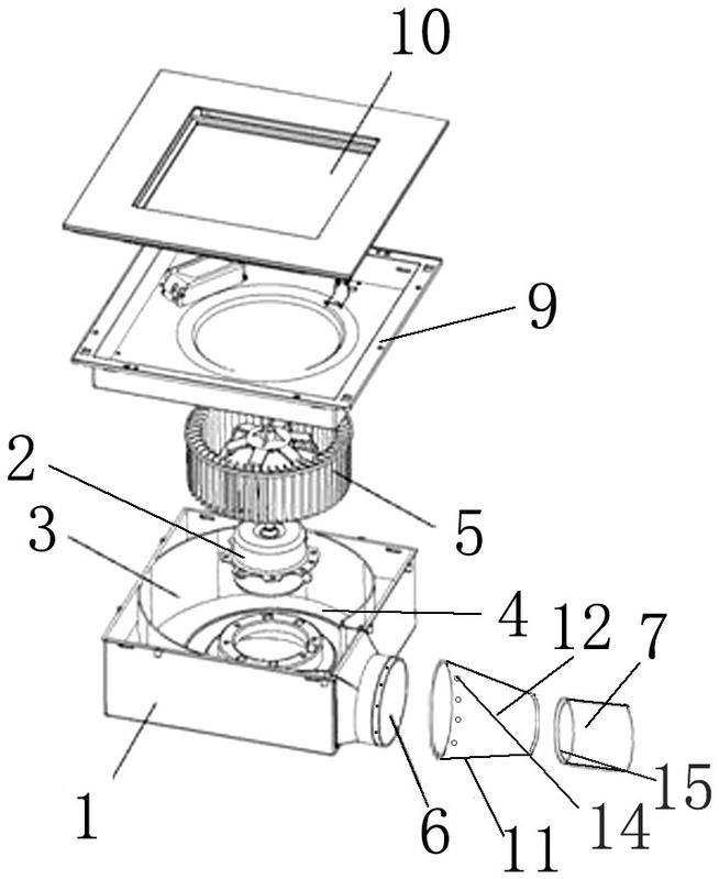 它包括取暖器壳体以及设置在壳体内的风机组成,所述壳体呈方形结构