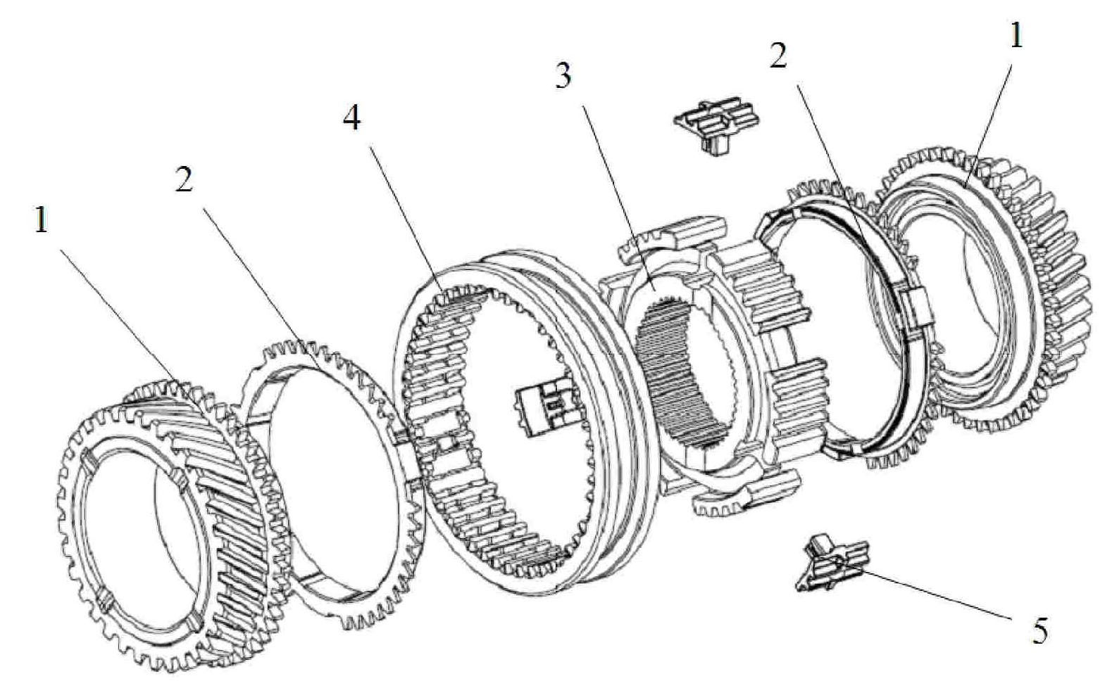 具有防脱出集成滑块的同步器