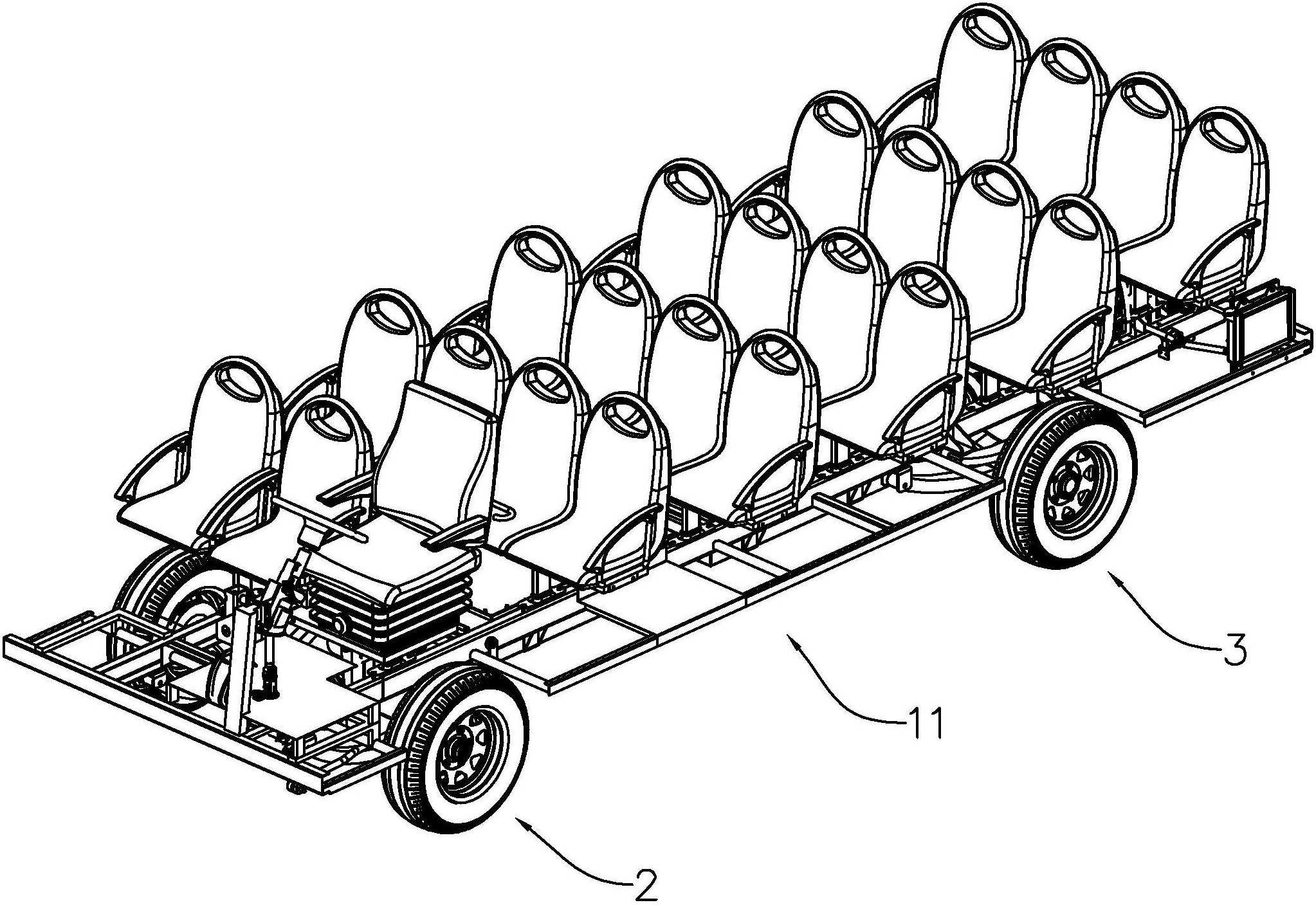 一种一体纵梁车架的电动观光车-爱企查