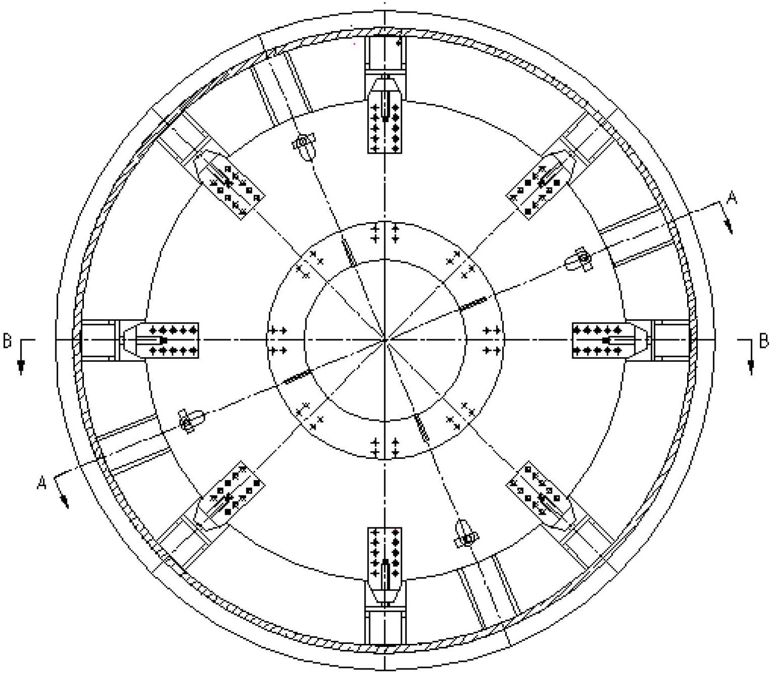 的mqy4585磨机筒体加工的新型加工工装,该工装包括两组相同的结构体