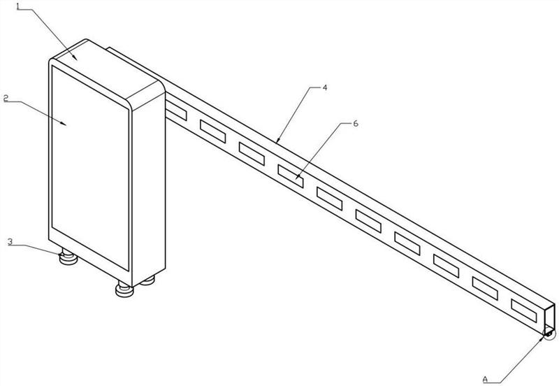 属于智能停车技术领域,本实用新型包括设备箱和挡杆,所述设备箱中设有