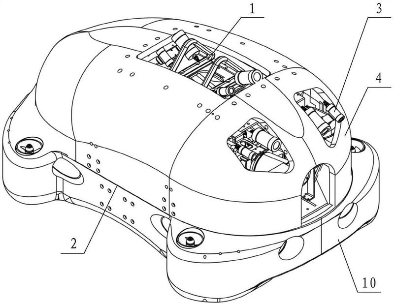 具體地說是一種水下變結構機器人,主體框架,作業系統及變結構裝置均