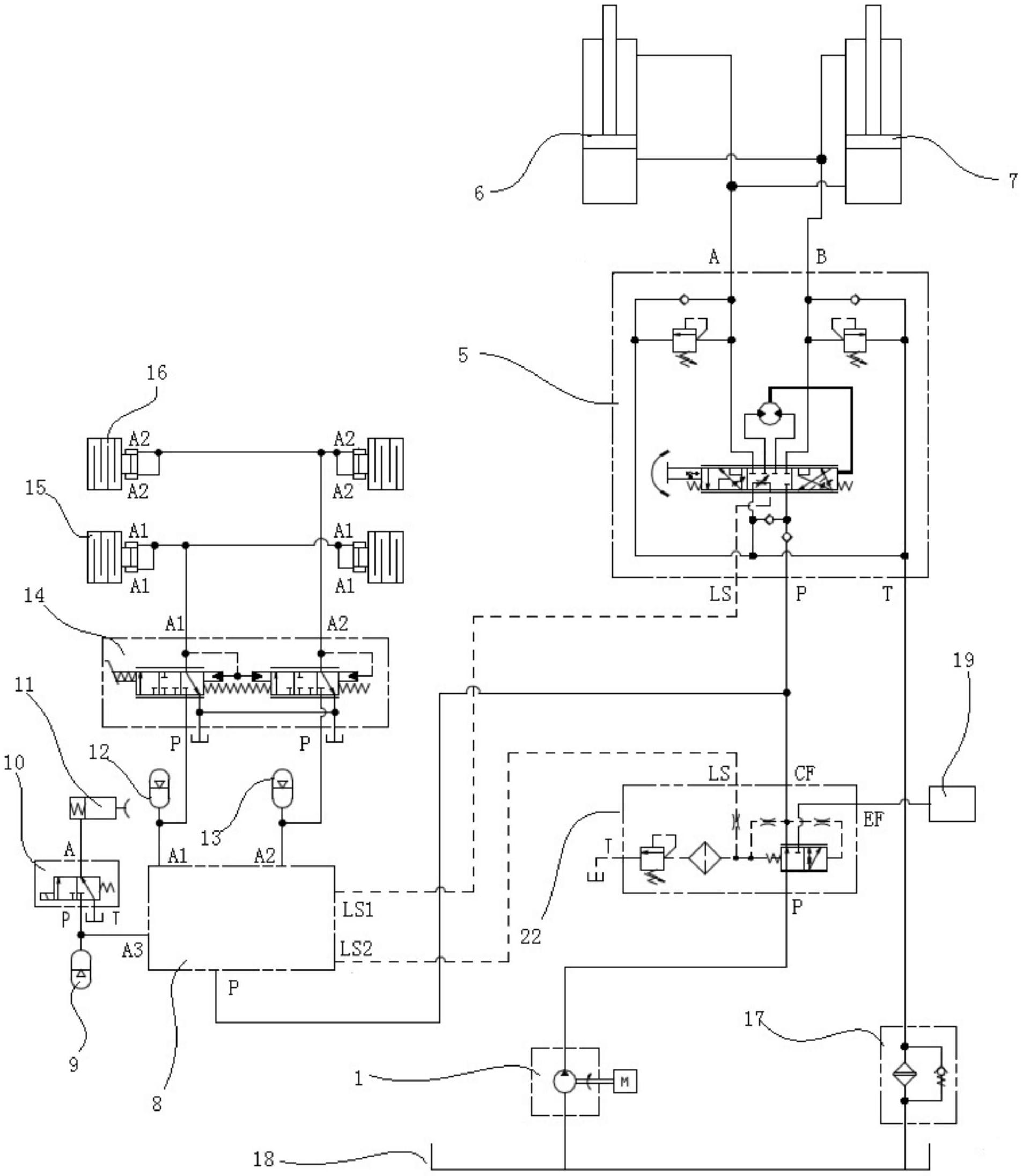 装载机,其中液压系统中的负载敏感充液阀具有充液油路和负载压力信号