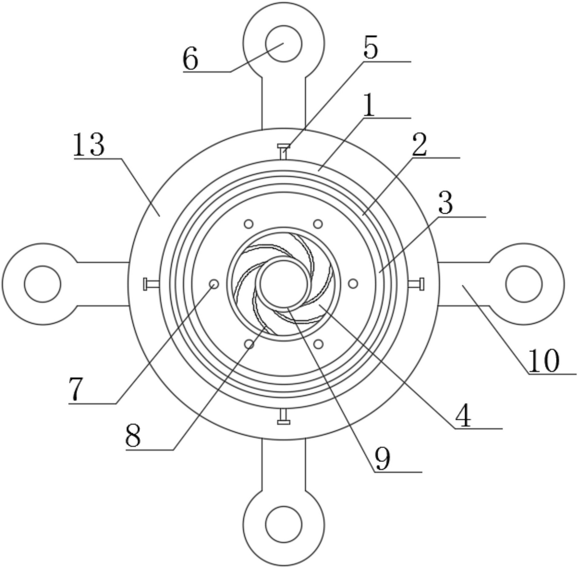 包括本體,固定環,出氣孔,引風板,內環,內槽和進氣管,所述本體中部固接