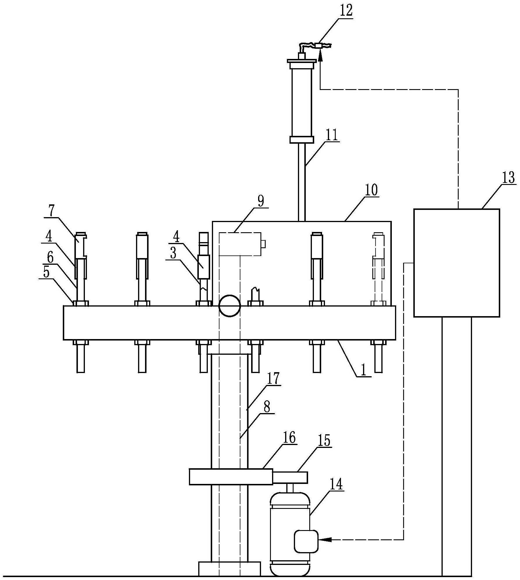 贯穿检测台的中心处设有立杆,立杆上固定安装有x射线发射器,x射线发射