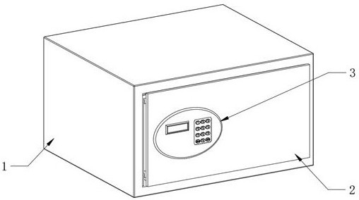 包含箱体,门板,密码锁,锁柱及锁槽,所述箱体的一侧转动安装有门板,且