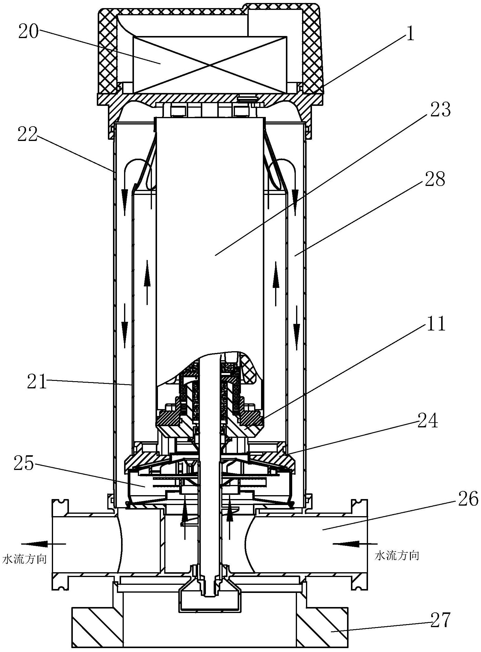 屏蔽泵内泵控制器需要外挂或增加零件方式固定于水泵上,结构复杂且