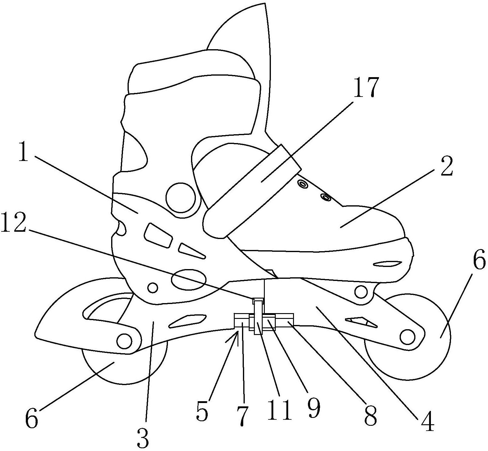 一种尺寸可调的轮滑鞋