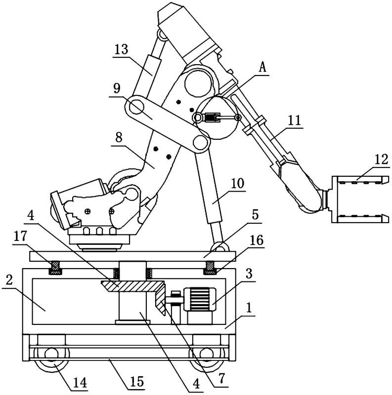 且公开了一种移动的棉纺织机械手,包括支撑底座,所述支撑底座的内部