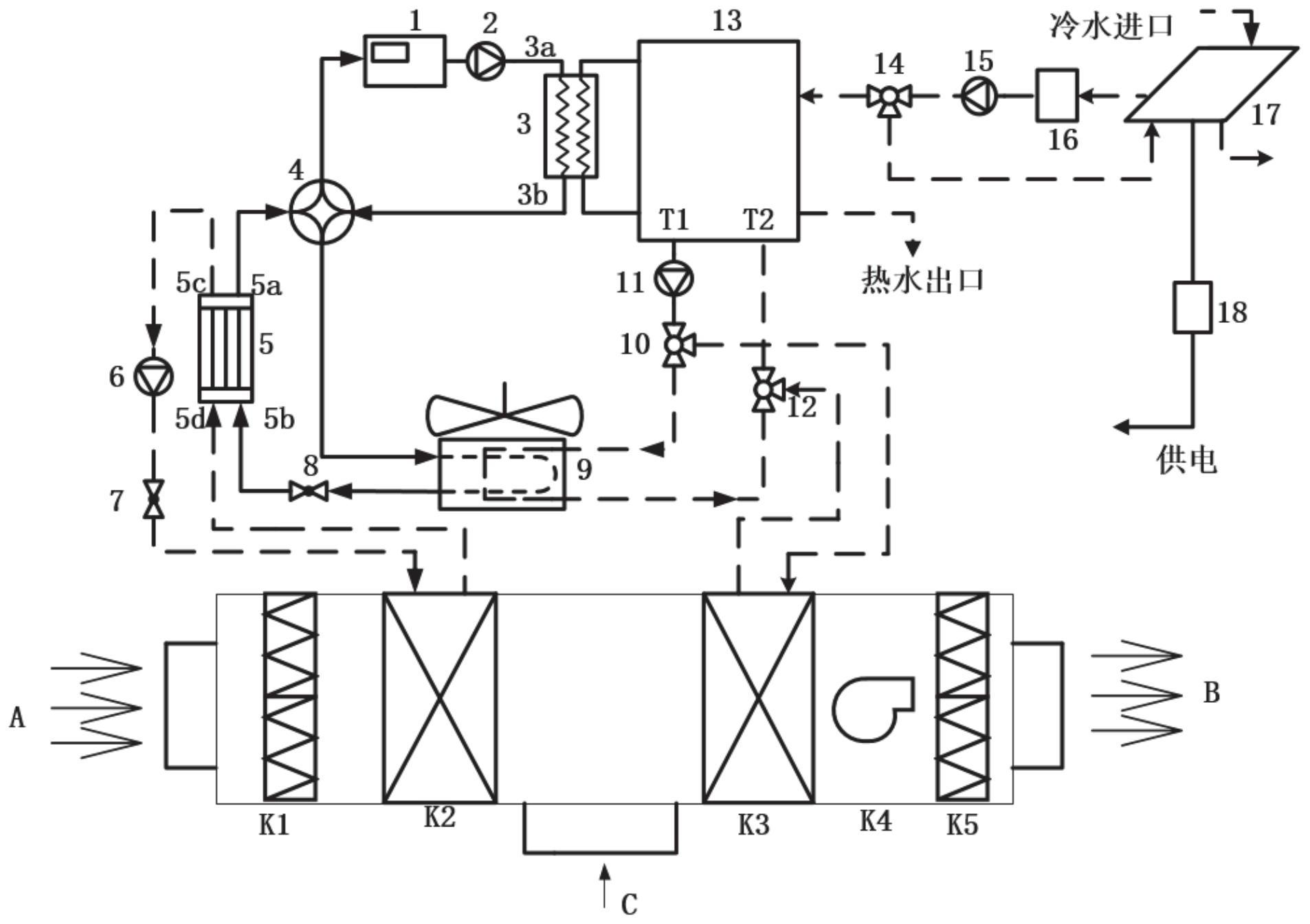 一种太阳能辅助空气源热泵三联供系统