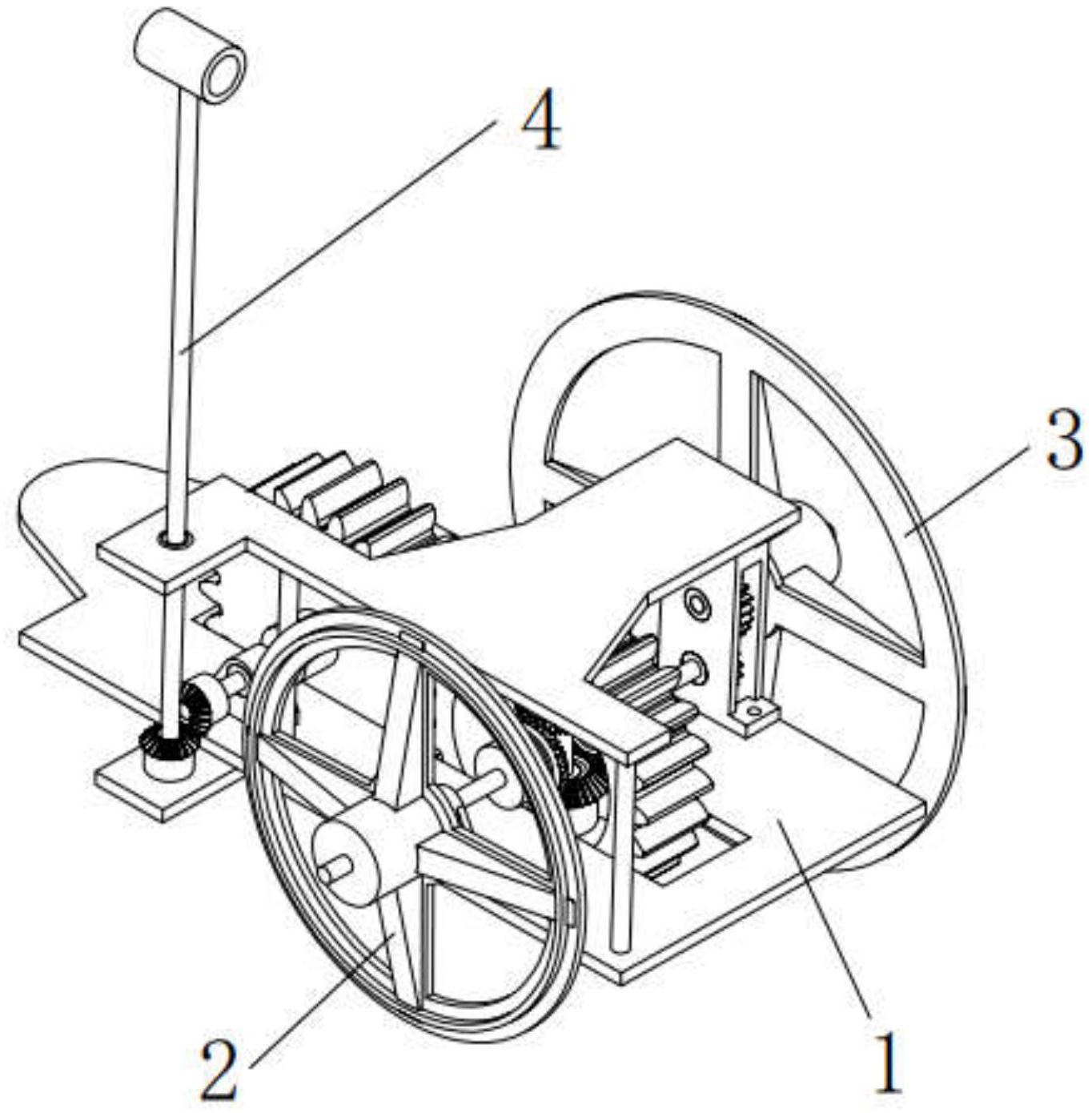 两车轮通过齿轮系与指南杆连接;所述齿轮系内包含有一个差动轮系,差动