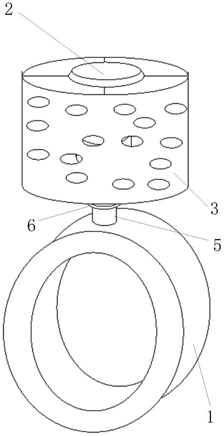 可旋转的戒指,包括戒圈,装饰物;在装饰物的底部设置镂空的套筒状结构