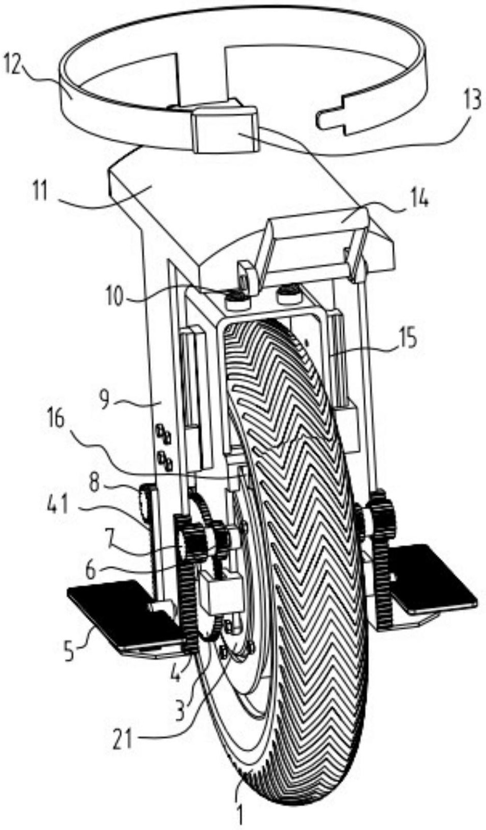 的电动独轮车,还公开了使用辅助功能的行驶方法,本发明的结构部分包括