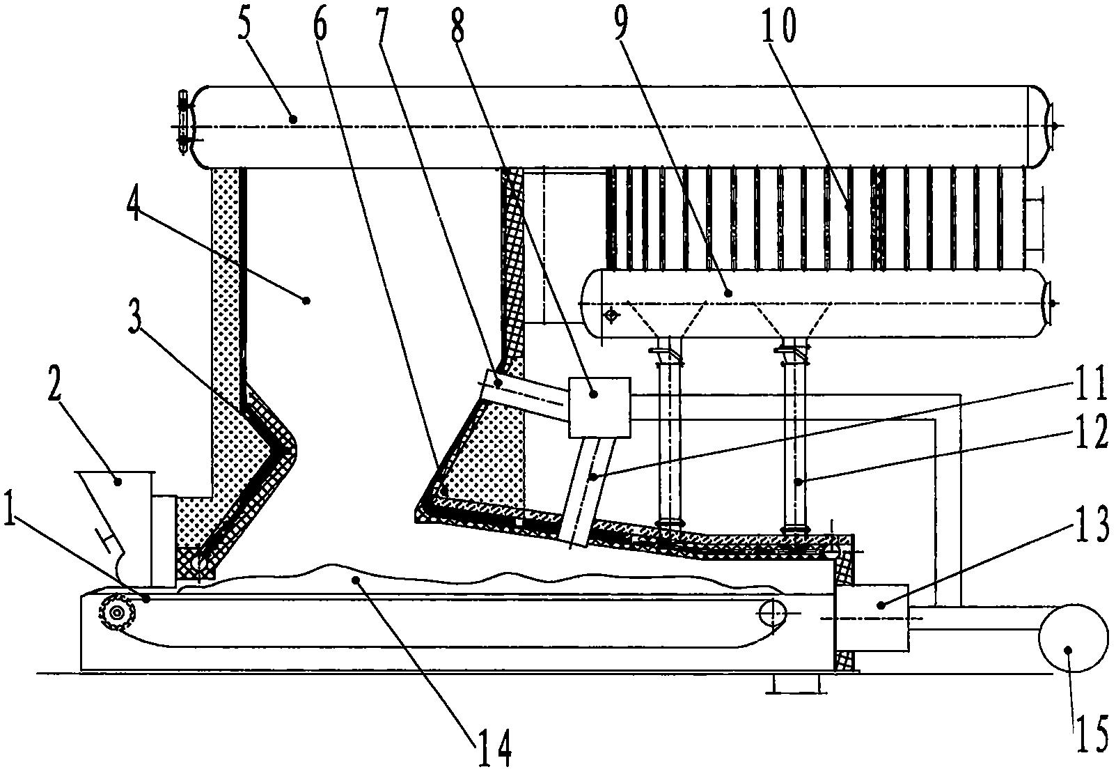 的前拱,后拱以及炉膛下端的链条炉排,所述炉膛的外部设置有二次风风箱