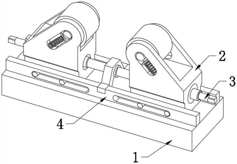 车床托辊装置,包括底座,所述底座的顶部滑动安装有两个支撑机构和两个