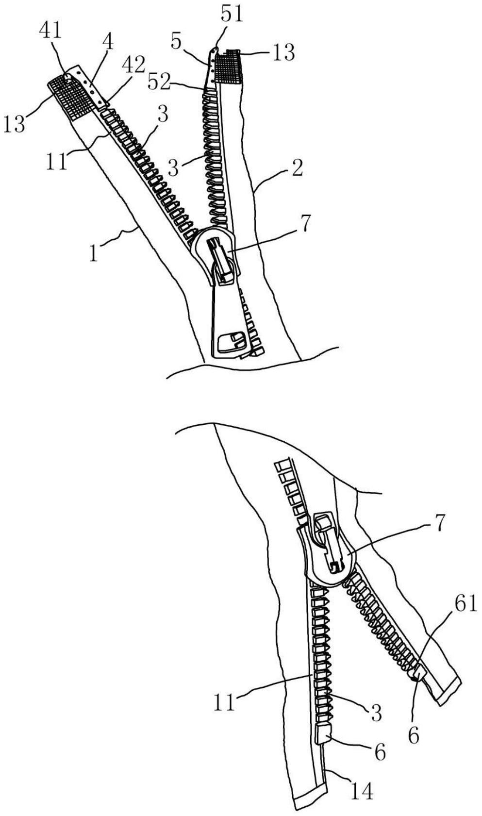一种双开树脂玉米牙拉链