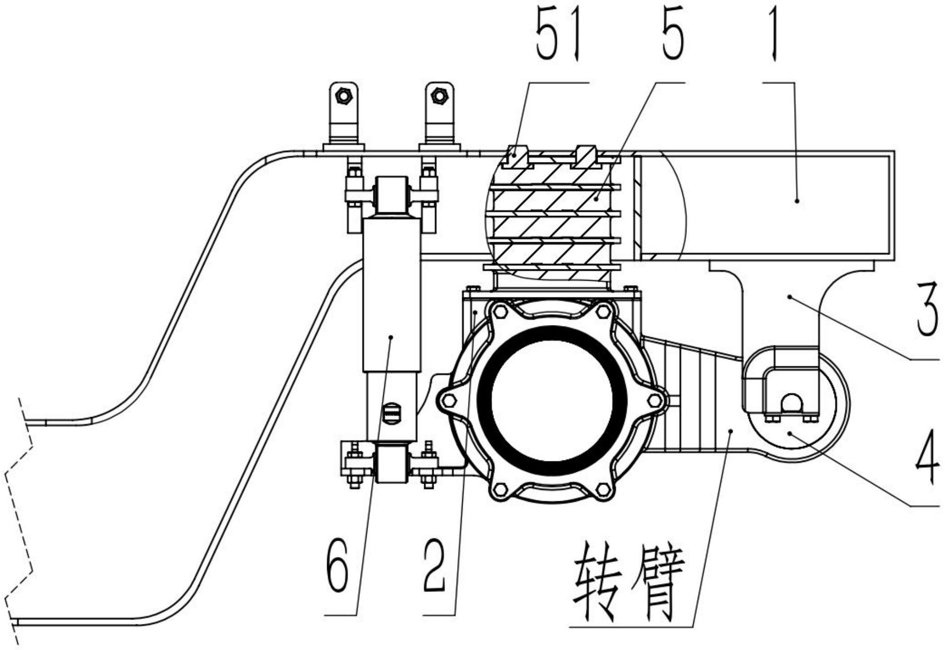 实用新型公开了一种用于轨道车辆转向架的轴箱悬挂装置,所述转臂外置