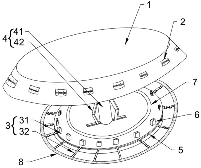 述主机为环形结构,所述主机的侧面排列安装有若干光敏感应器;晾衣装置