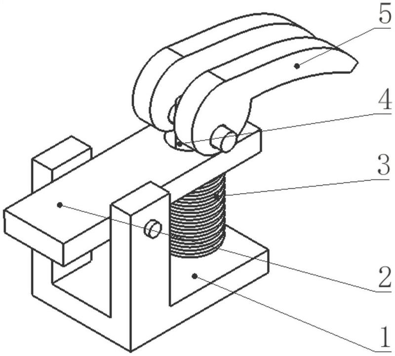 公开了一种无动力快速夹紧防松装置,包括底座,旋转压紧板以及压紧装置