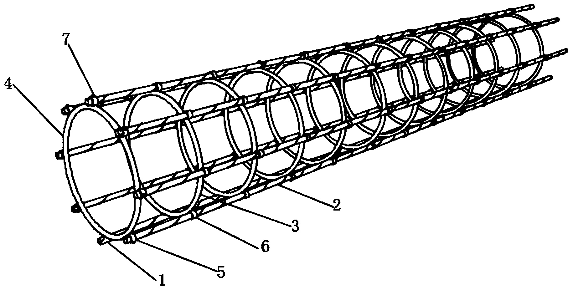 所述定位筋杆的上方间隔设置有环形主箍筋,所述环形定位箍筋的外侧