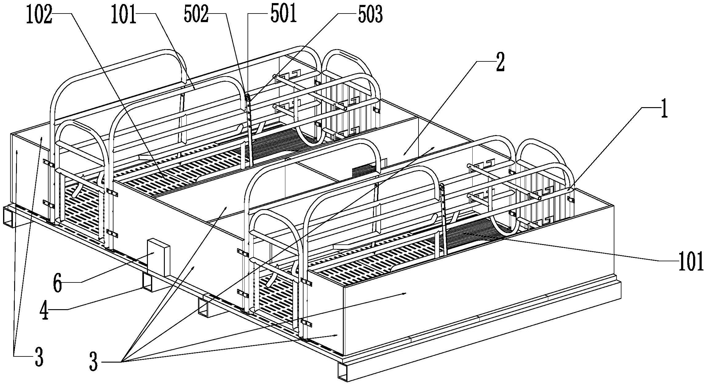 一种可调式母猪产床和仔猪保育床联体型养猪设备