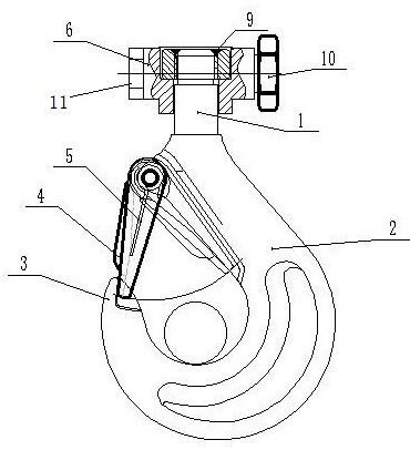 钩口以及旋转体,钩口设置钩口闭锁装置,闭锁装置包括锁舌和扭簧,钩柄