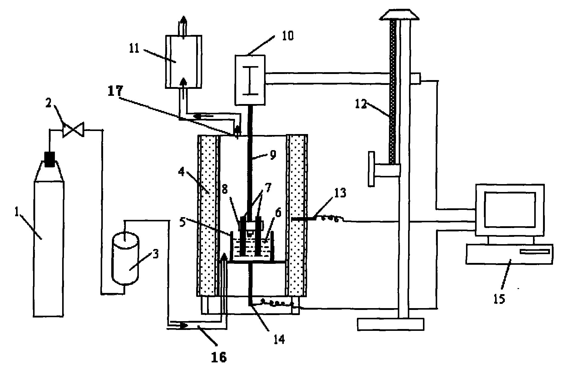 该实验装置主要由反应气瓶,气阀,气体净化装置,加热炉,坩埚,炉渣,耐火