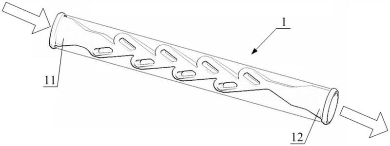 进气管包括进气管管体,所述进气管管体的进气通道内设有特斯拉阀结构