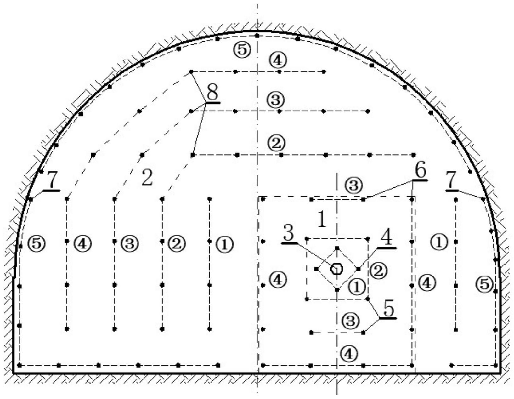 一种中空孔直眼掏槽三次爆破方法