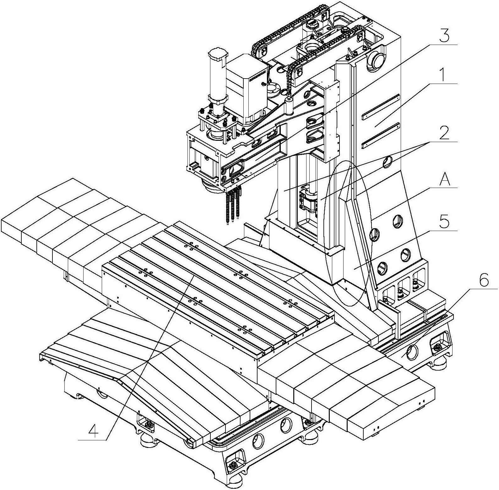 一种立式加工中心硬轨立柱结构