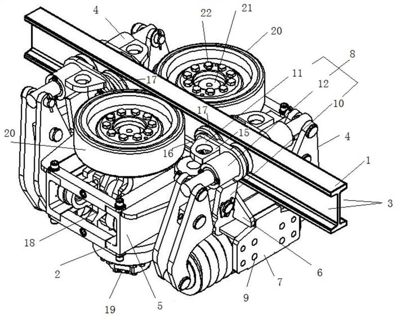 力的作用下紧压单轨吊导轨的轨道,驱动轮与轨道间的摩擦力为机车行