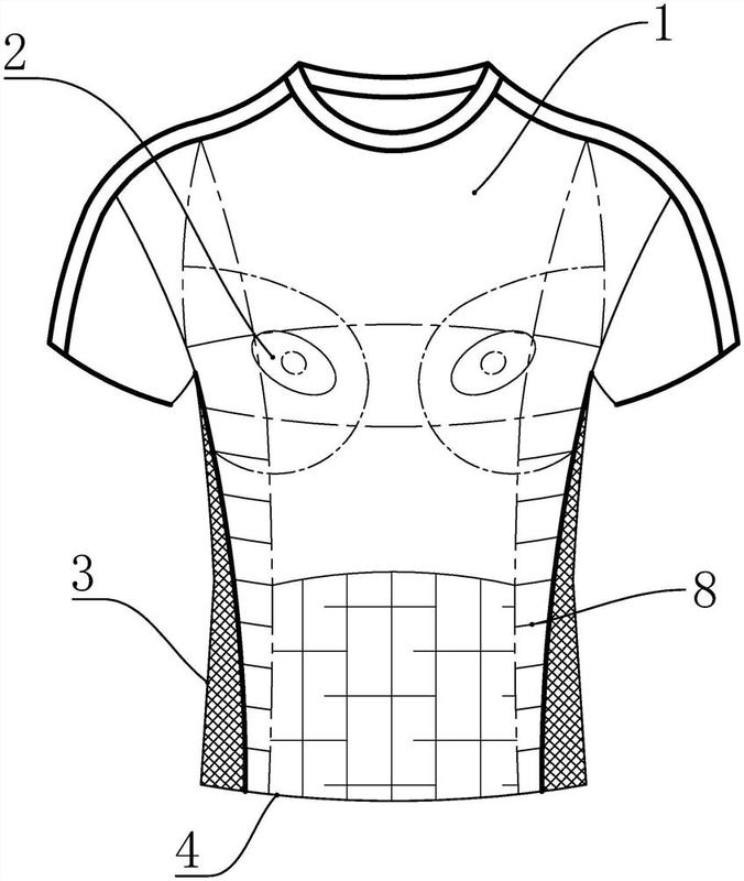 属于服装领域,包括衣体,所述衣体的廓形结构采用横向纵向结合分割线