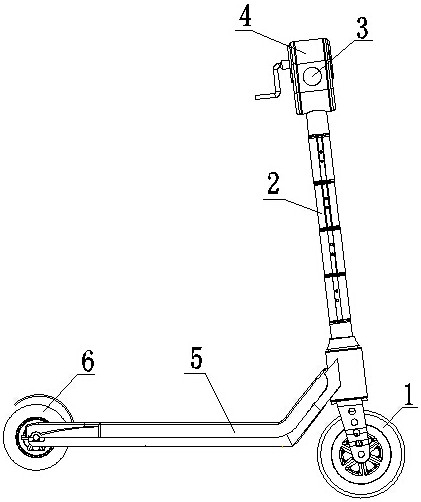 本发明提供一种折叠滑板车,包括卷轮绕线装置,扶手,多关节立杆组件