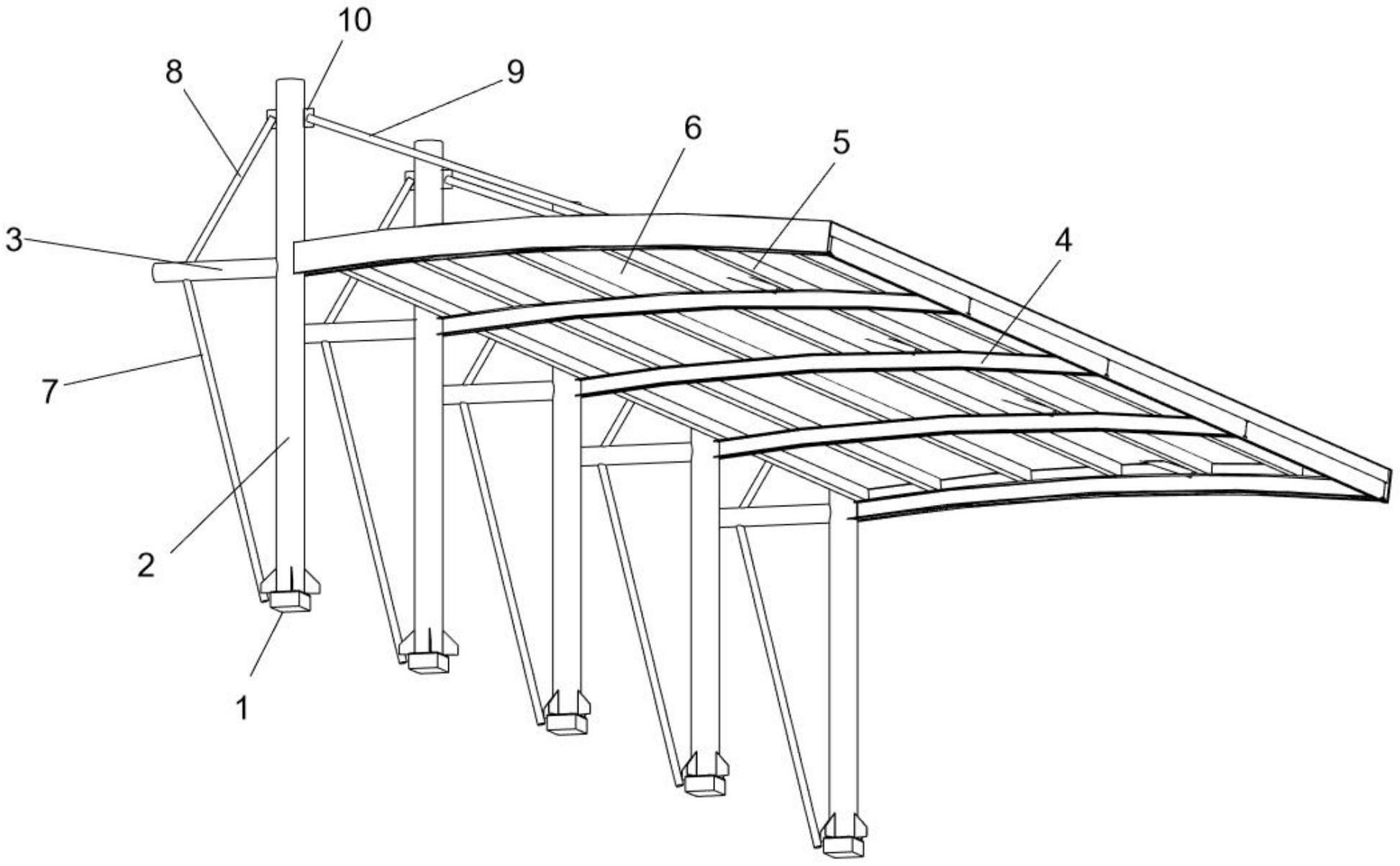 一种新型单柱斜拉式停车棚